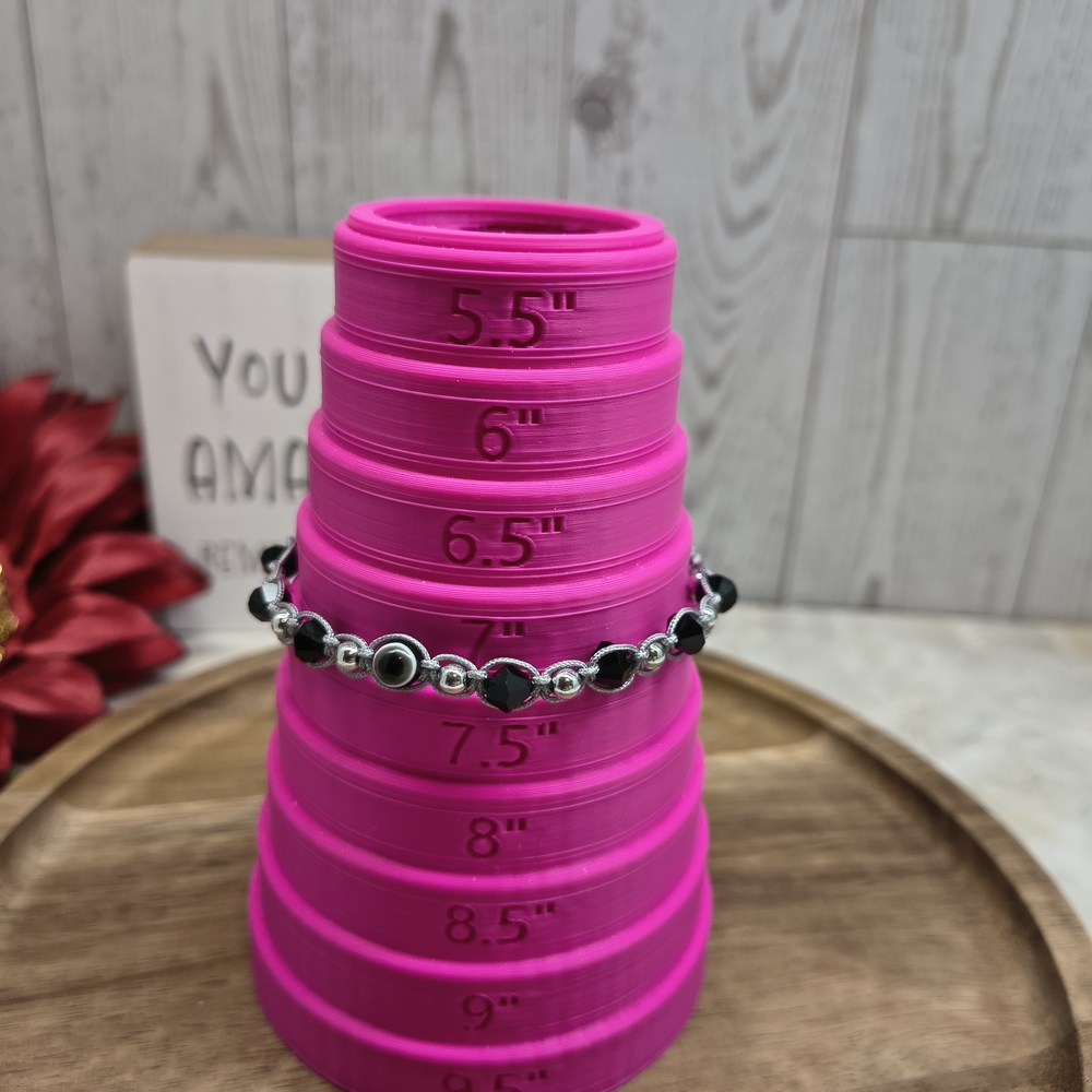 Elegant Black and Silver Beaded Bracelet - Picture 4 of 5